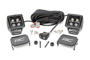 Jeep Gladiator LED Light Kit - Cowl Mount - Rough Country - White DRL - Black - '20-'23